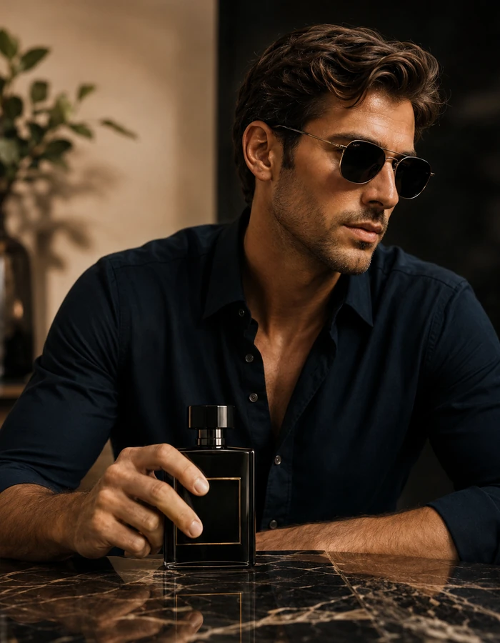 Modelo masculino en campaña publicitaria