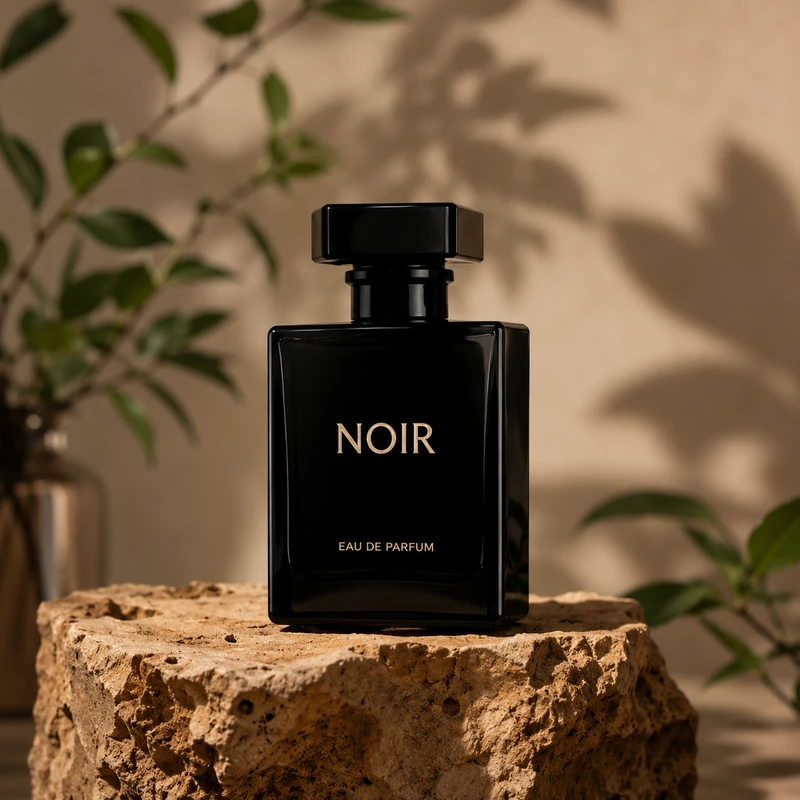 Fotografía comercial de perfume para campaña de marca