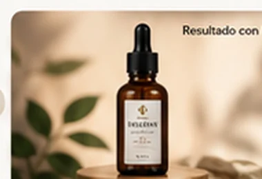 Producto cosmético presentado en una escena publicitaria con IA