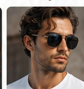 Modelo IA masculino usando lentes